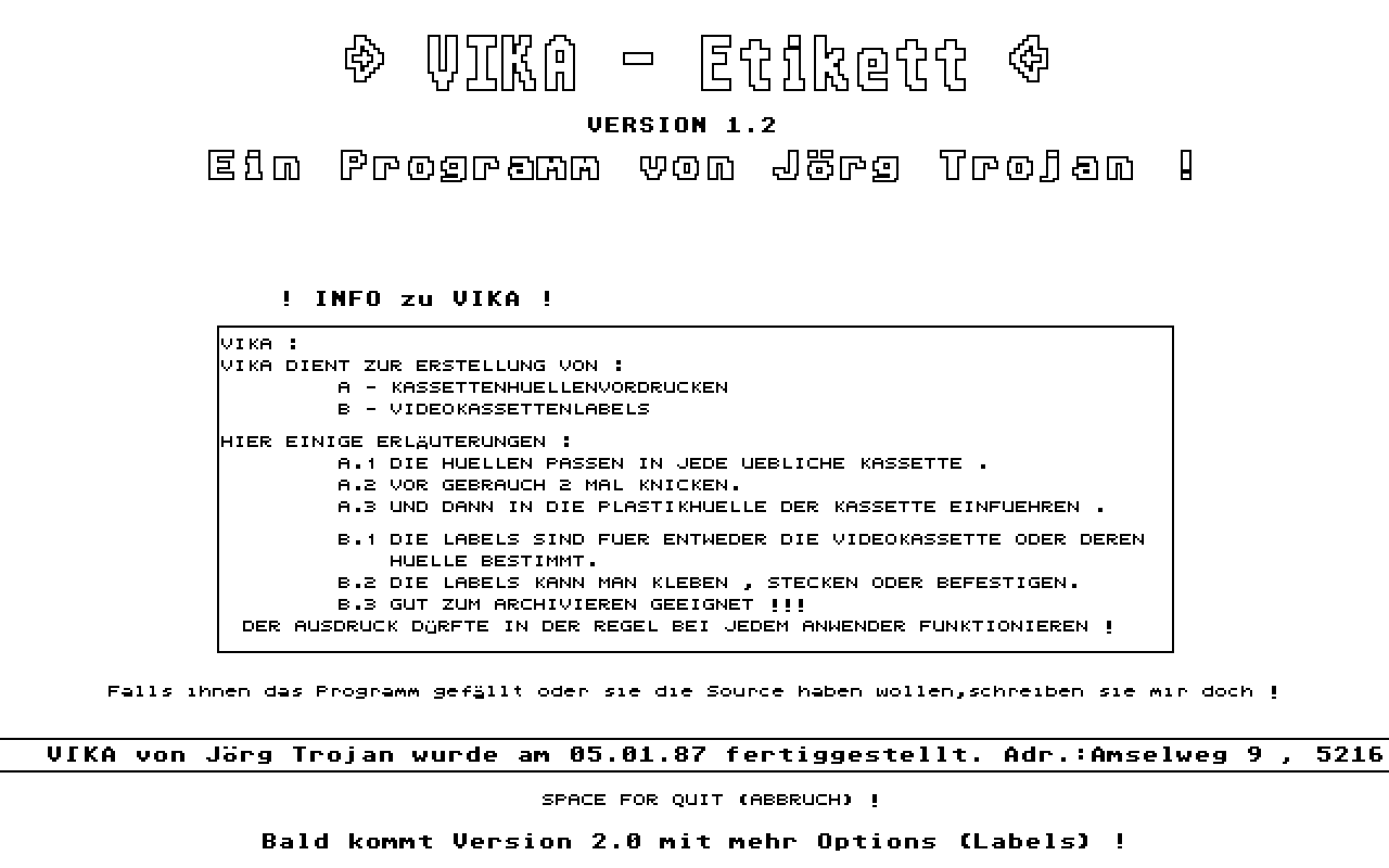 Vika atari screenshot